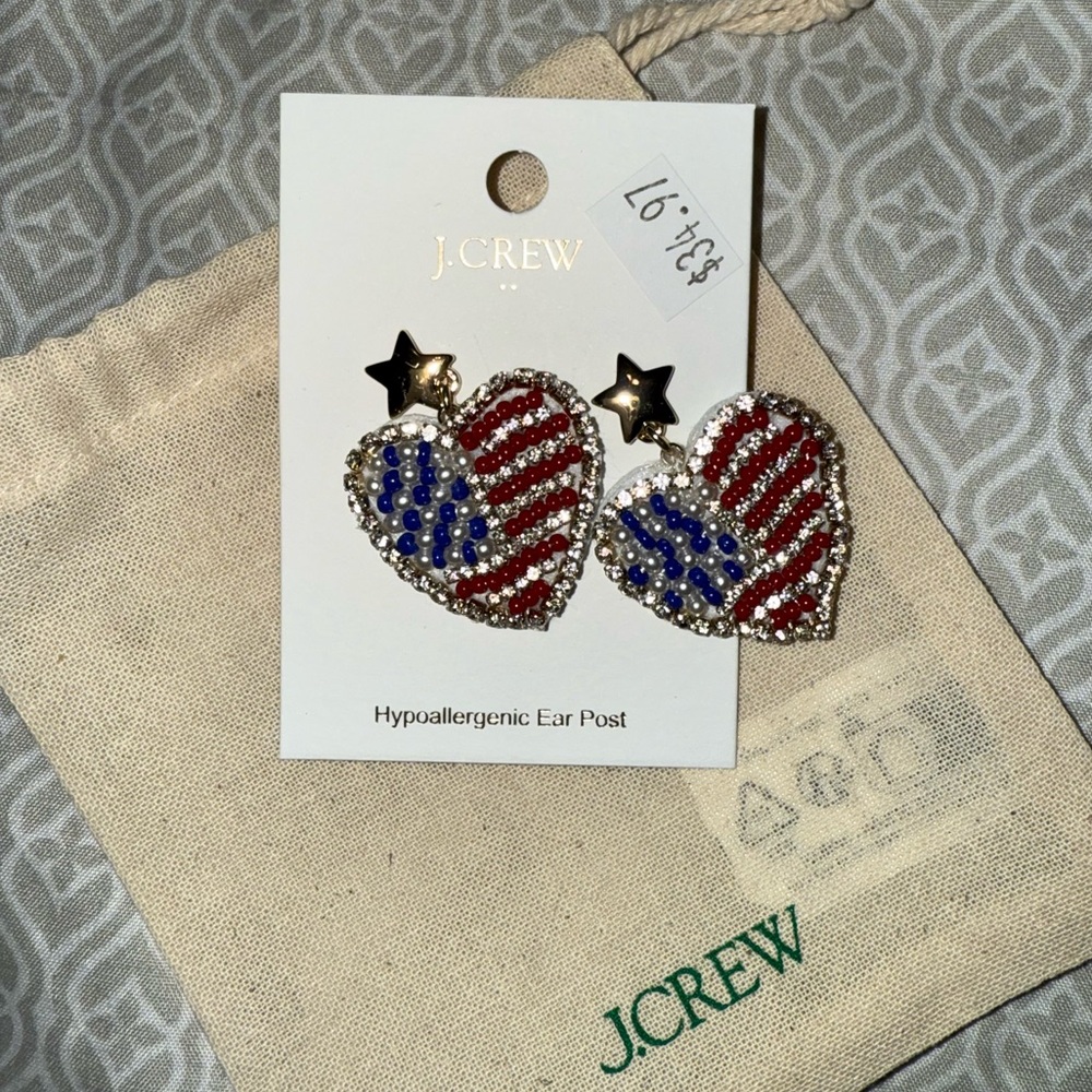 NWT J. Crew Red and Blue Sparkling Earrings